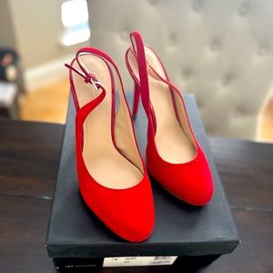INC  Size 7 Red Suede Sling Back Stiletto